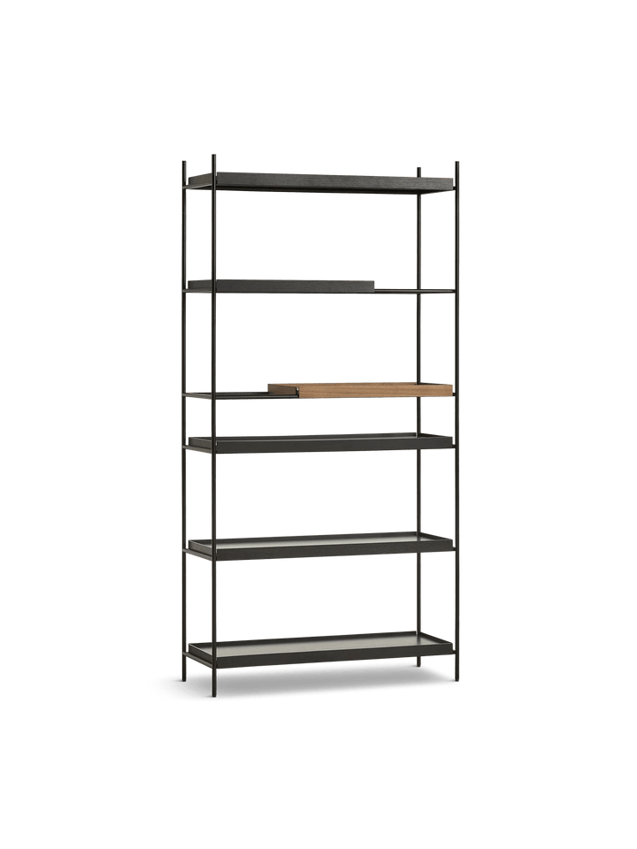 Tray Shelf - High - Woud Shelving - 1 Short Walnut + 1 Short & 4 Wide Black - HORNE