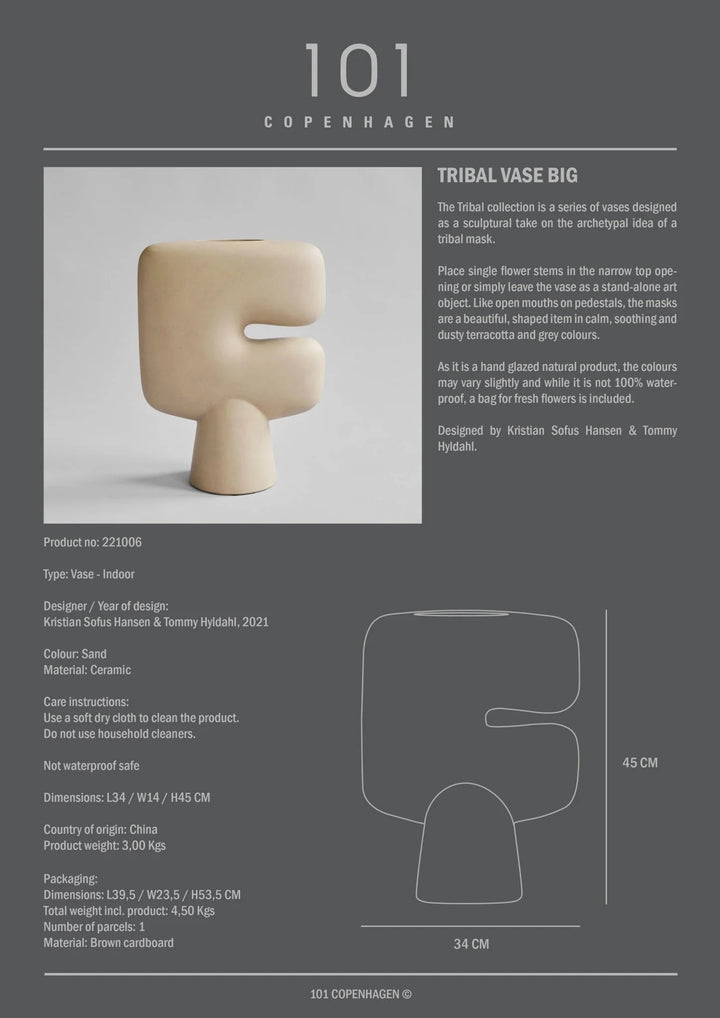 Tribal Vase - 101 Copenhagen Vases - Mini - Sand - HORNE