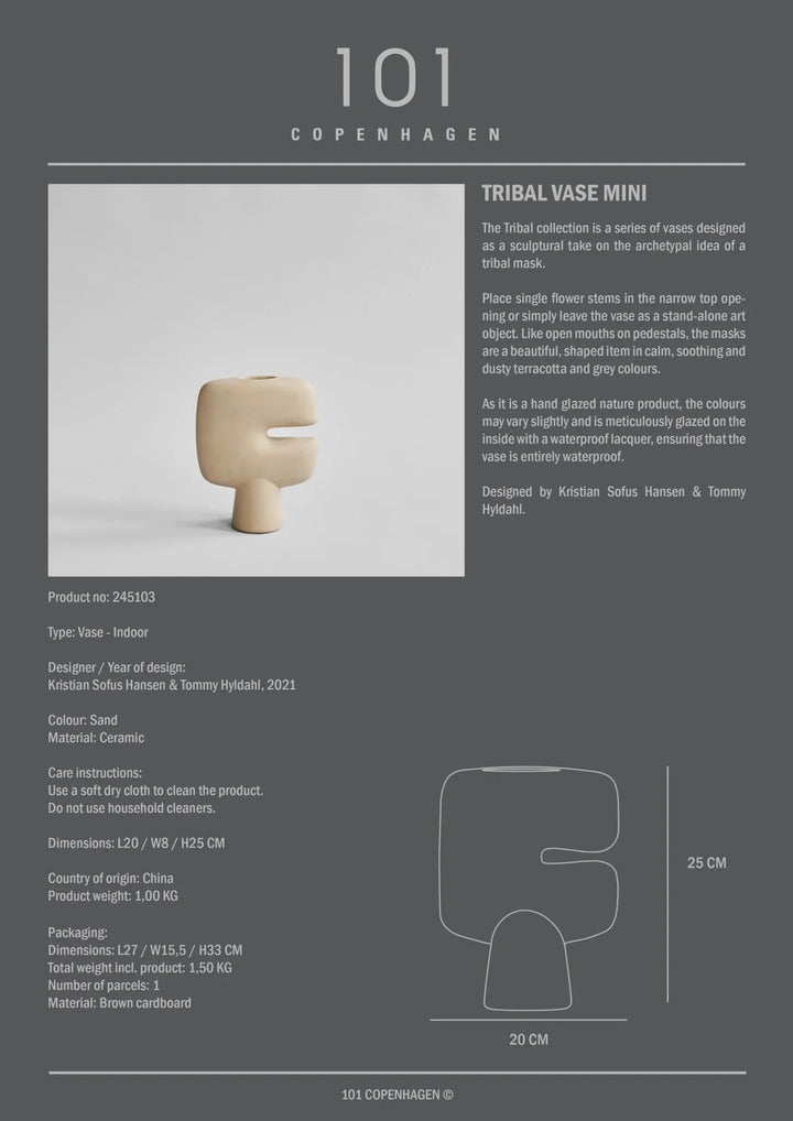 Tribal Vase - 101 Copenhagen Vases - Mini - Sand - HORNE