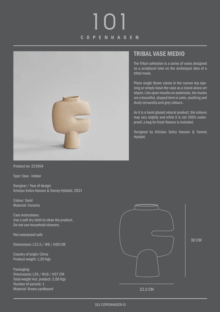 Tribal Vase - 101 Copenhagen Vases - Mini - Sand - HORNE