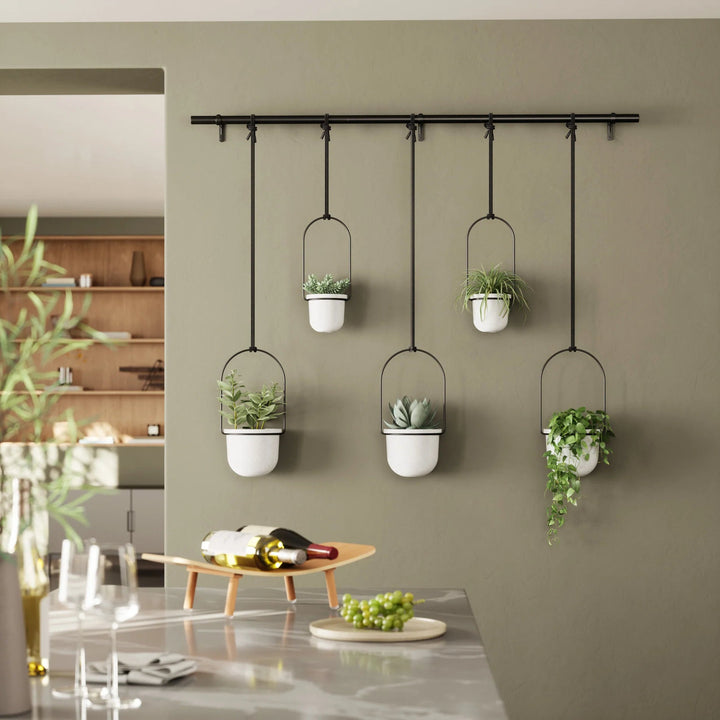 Triflora Hanging Planters - Set of 5 - Umbra Pots & Planters - White-Black - HORNE