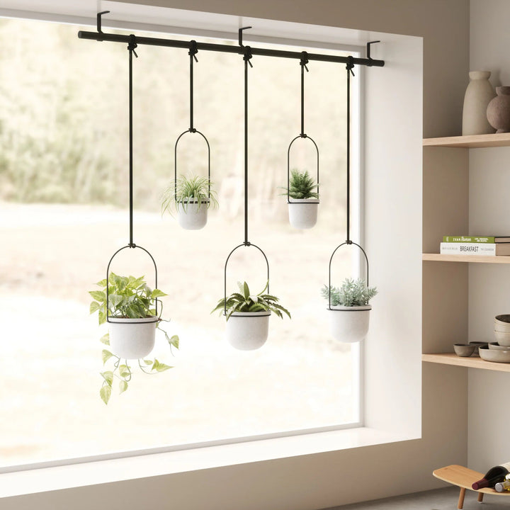 Triflora Hanging Planters - Set of 5 - Umbra Pots & Planters - White-Black - HORNE