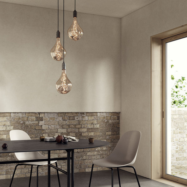 Triple Pendant in Graphite + Voronoi II - Black Canopy - Tala Cluster Pendants - HORNE