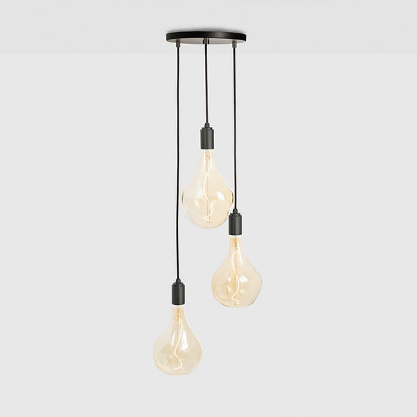 Triple Pendant in Graphite + Voronoi II - Black Canopy - Tala Cluster Pendants - HORNE
