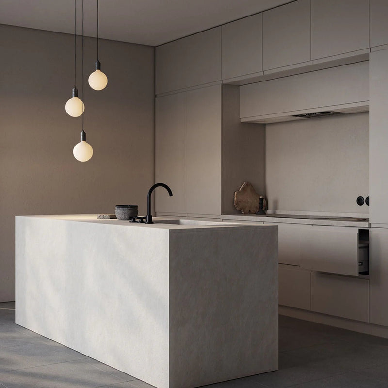 Triple Pendant + Sphere IV - Black Canopy - Tala Cluster Pendants - Walnut - HORNE