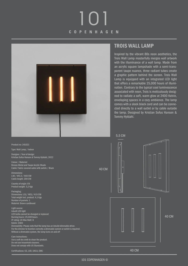 Trois Wall Lamp - 101 Copenhagen Lighting - HORNE