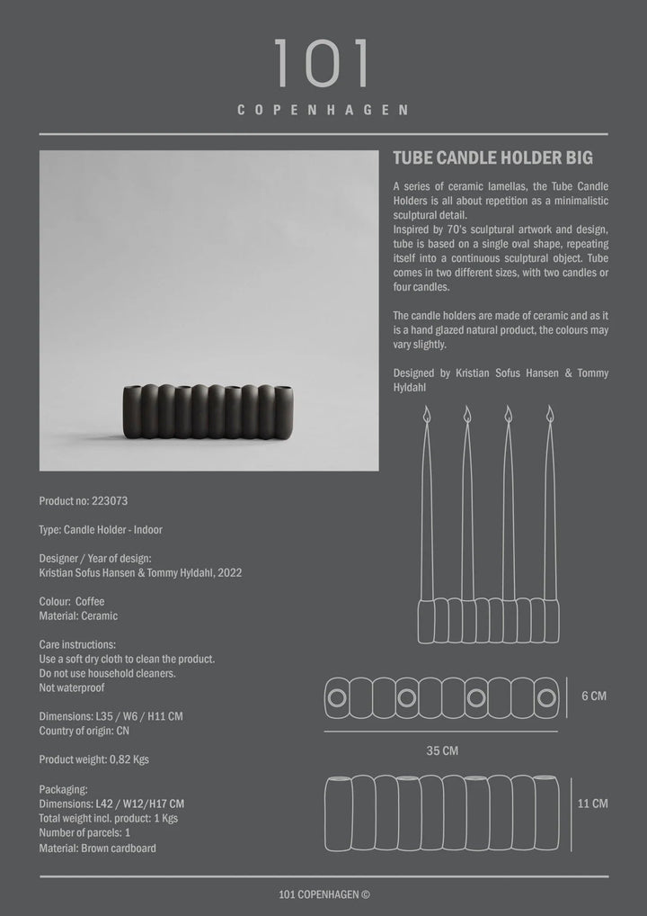 Tube Candle Holder - 101 Copenhagen Candle Holders - Big - Coffee - HORNE