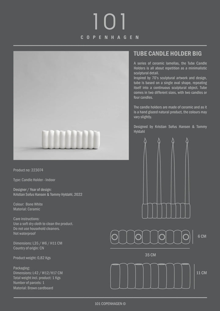 Tube Candle Holder - 101 Copenhagen Candle Holders - Big - Coffee - HORNE