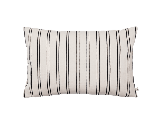 Twill Cushion - Rectangular - Ferm Living Bedding + Pillows - Off - white/Black - HORNE