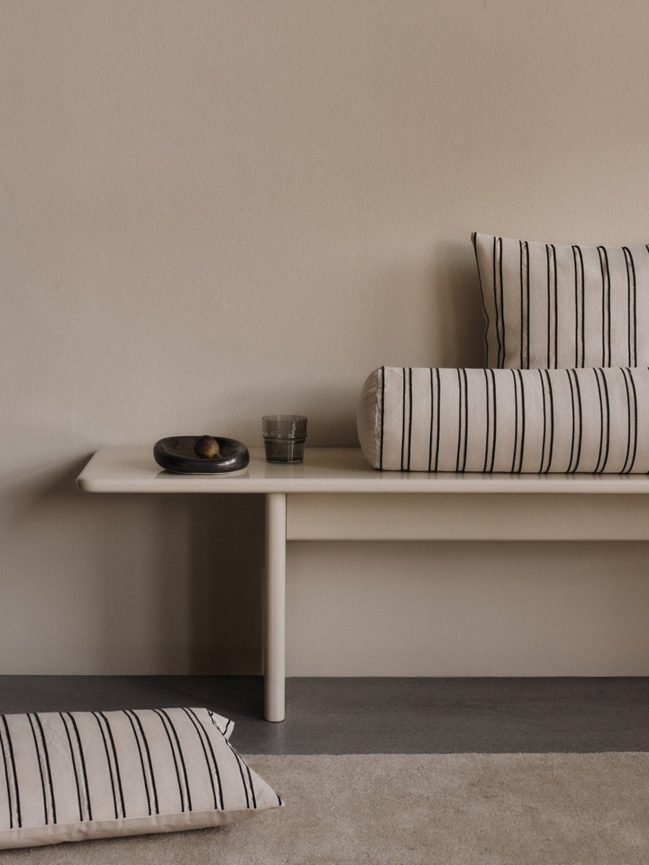 Twill Cushion - Rectangular - Ferm Living Bedding + Pillows - Off - white/Black - HORNE