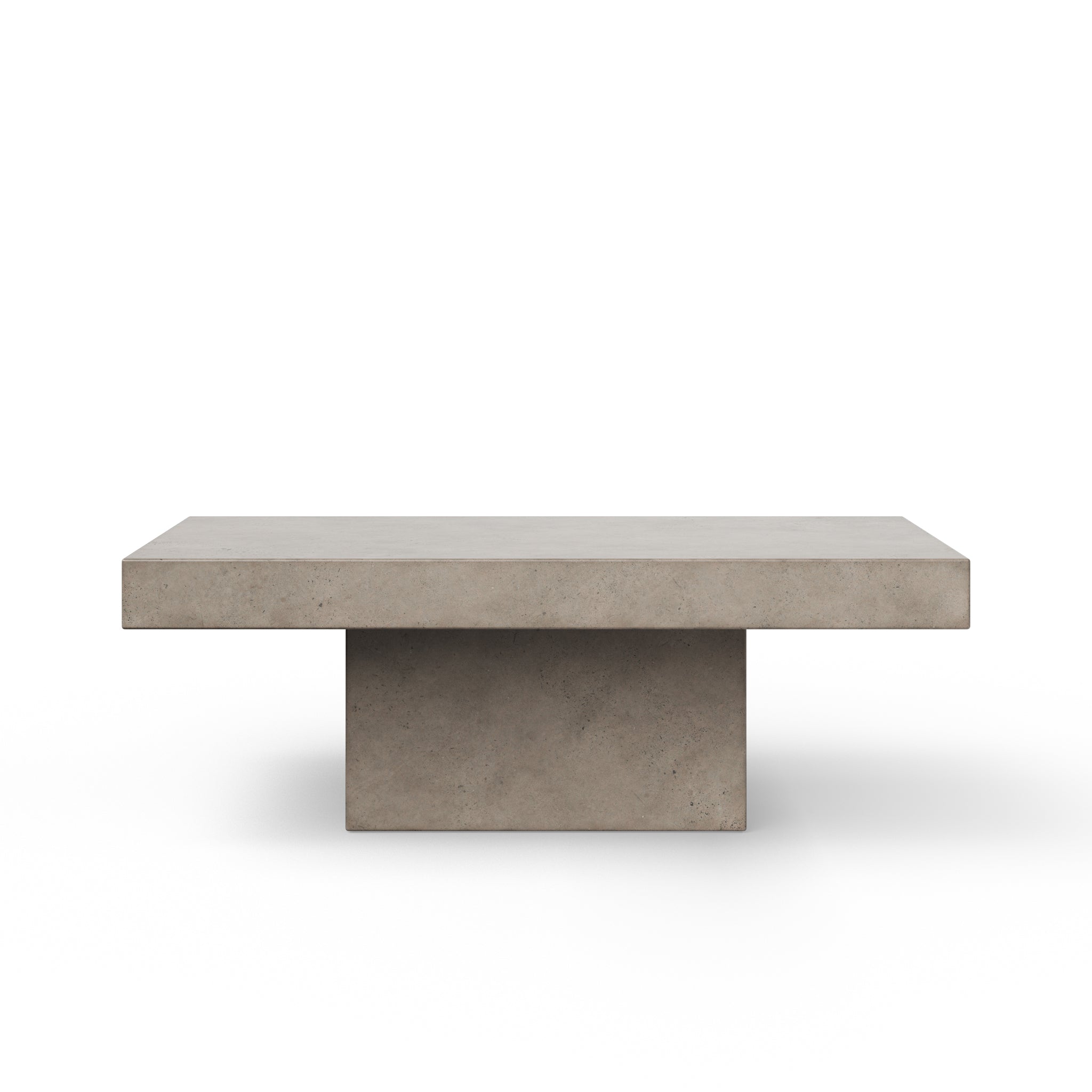 Simple white terrazzo coffee table with speckled pattern from side