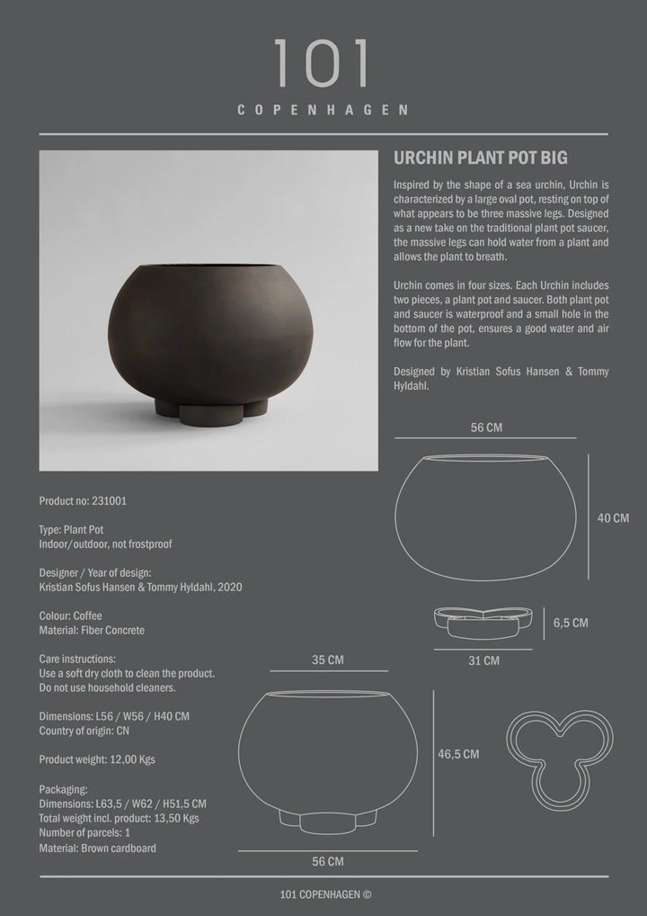 Urchin Plant Pot - 101 Copenhagen Vases - Big - Coffee - HORNE