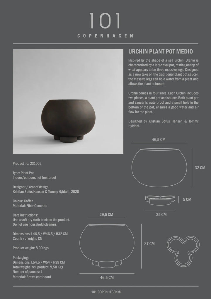 Urchin Plant Pot - 101 Copenhagen Vases - Big - Coffee - HORNE