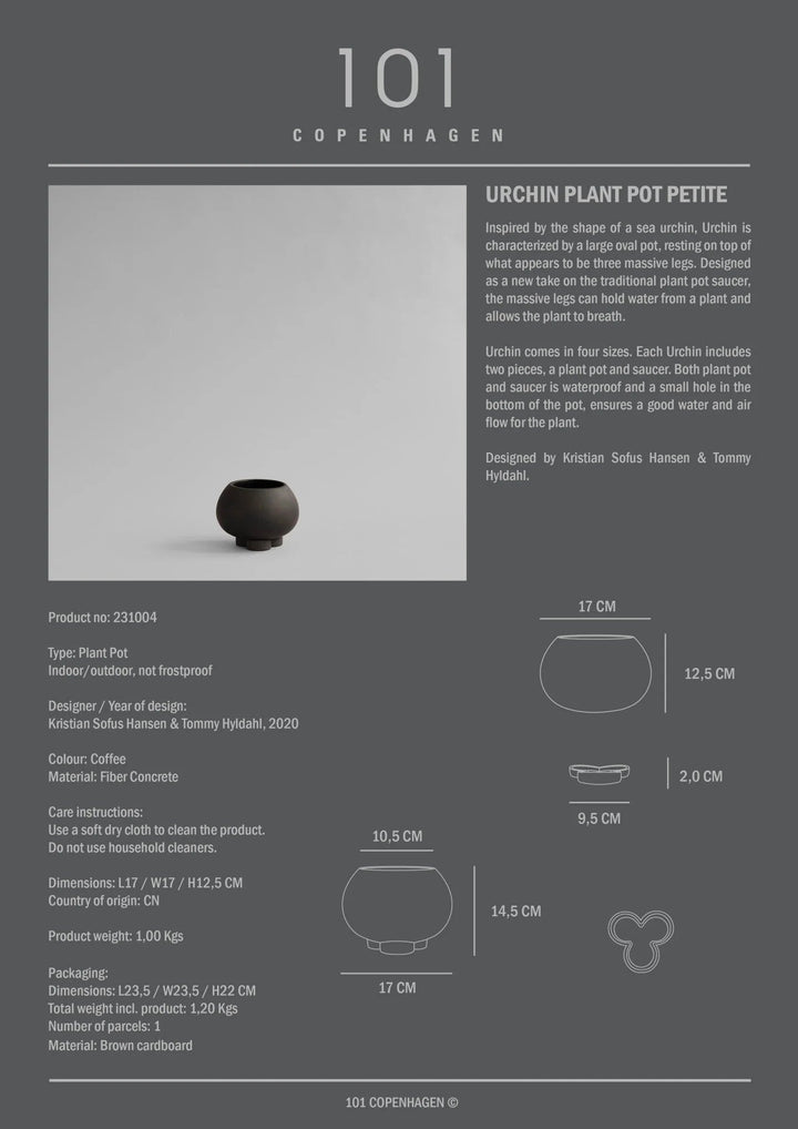 Urchin Plant Pot - 101 Copenhagen Vases - Big - Coffee - HORNE