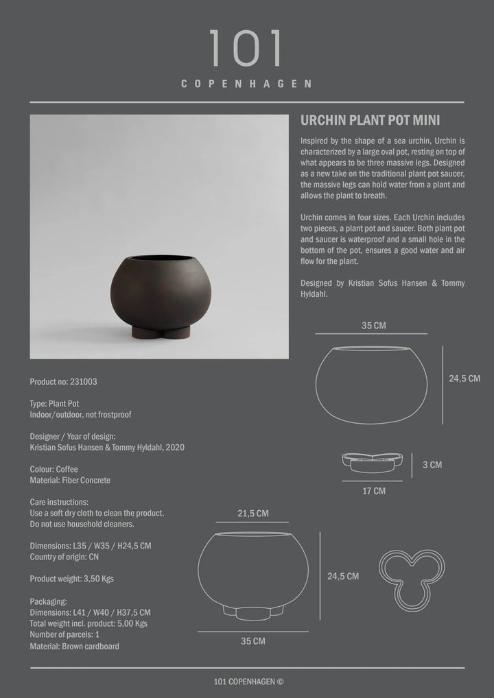 Urchin Plant Pot - 101 Copenhagen Vases - Big - Coffee - HORNE