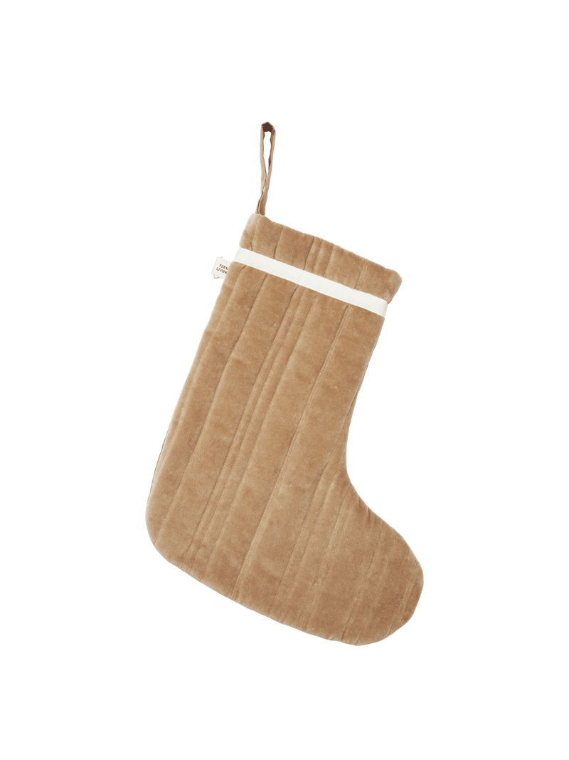 Vari Quilted Christmas Stocking - Velvet - Ferm Living Art + Objects - Tan - HORNE