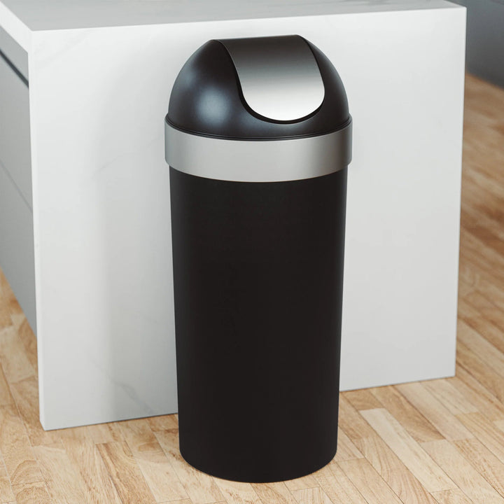 Venti Trash Can - Umbra Storage + Organization - Black-Nickel - HORNE