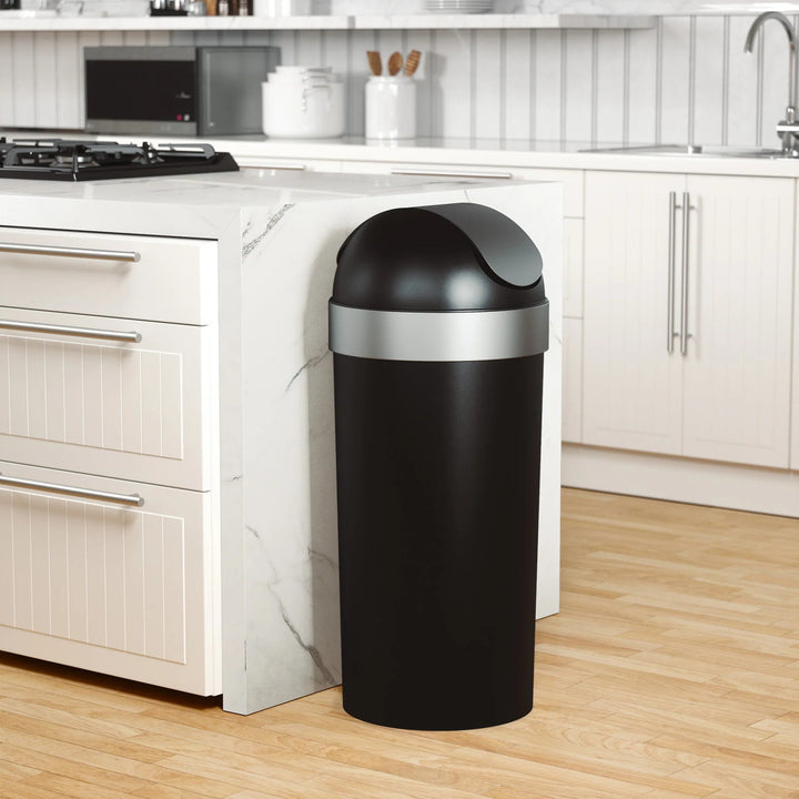 Venti Trash Can - Umbra Storage + Organization - Black-Nickel - HORNE