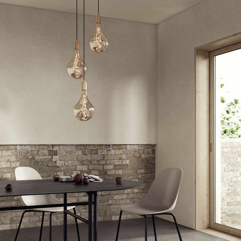 Open Box - Triple Pendant in Walnut + Voronoi II - Black Canopy