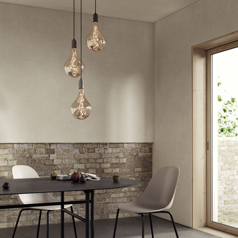 Triple Pendant in Graphite + Voronoi II - Black Canopy
