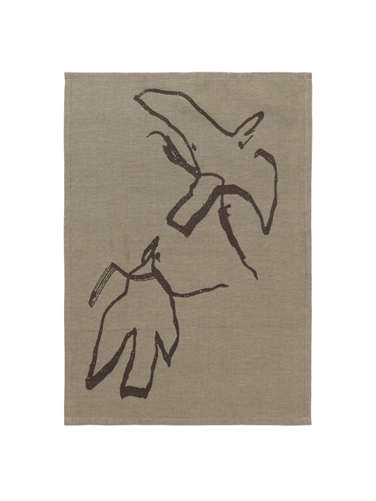 Vuelo Tea Towel - Ferm Living Kitchen & Dining - Elm Green/Coffee - HORNE