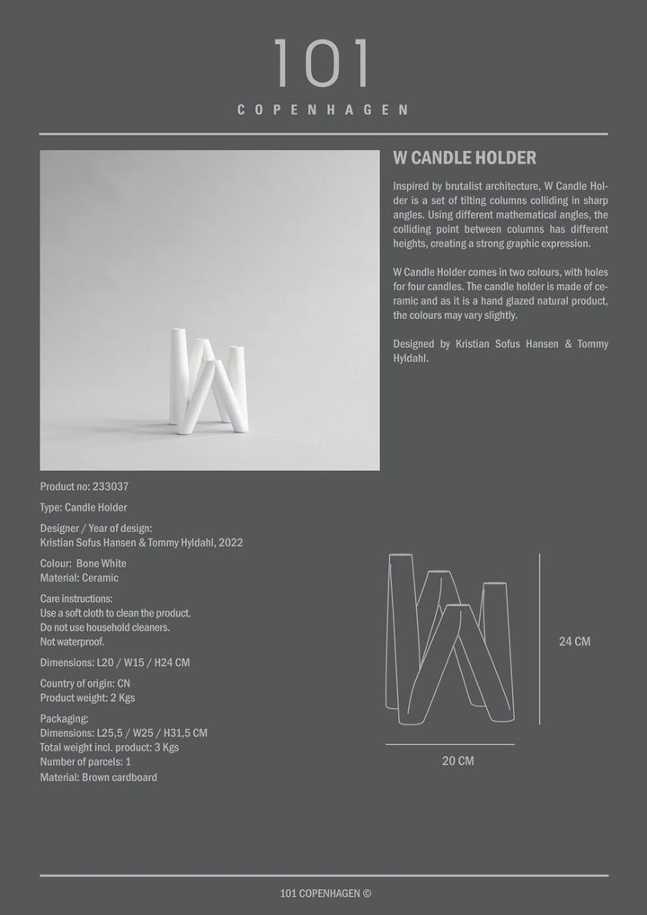 W Candle Holder - 101 Copenhagen Candle Holders - Black - HORNE