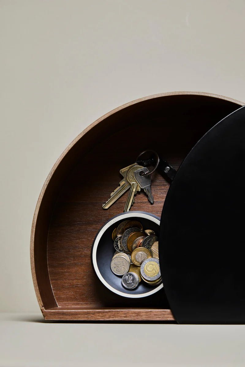 Woud Design Wallie Wall Drawer - Woud - Shelving - Black Metal w/ Walnut - HORNE