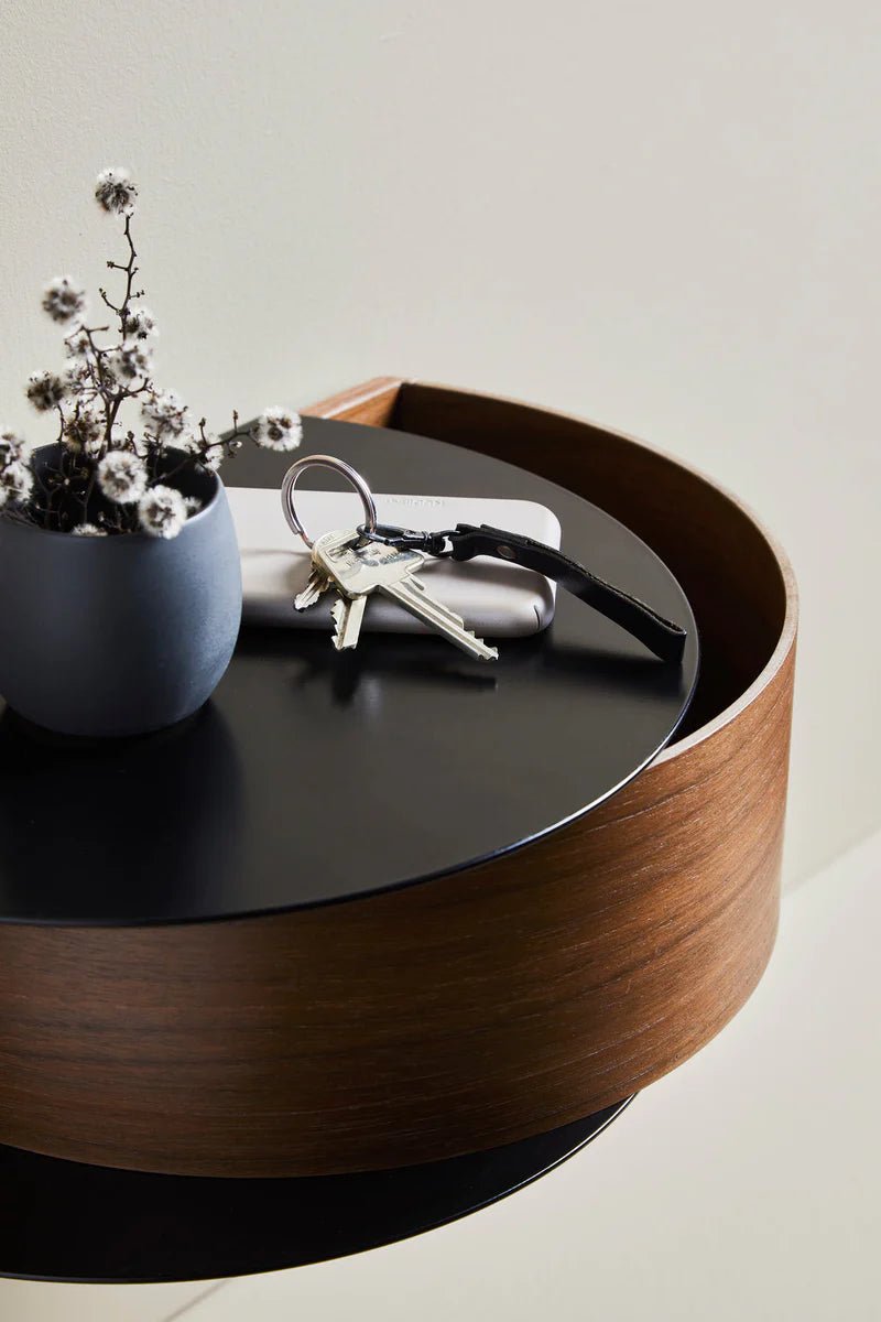 Woud Design Wallie Wall Drawer - Woud - Shelving - Black Metal w/ Walnut - HORNE