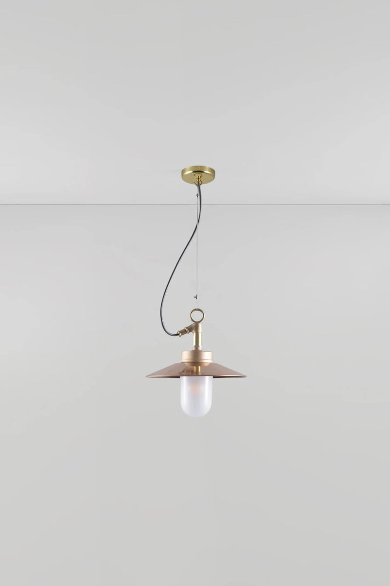 Well Glass Pendant With Visor - IP44 - Davey Lighting Outdoor Lights - Bronze - Frosted - HORNE