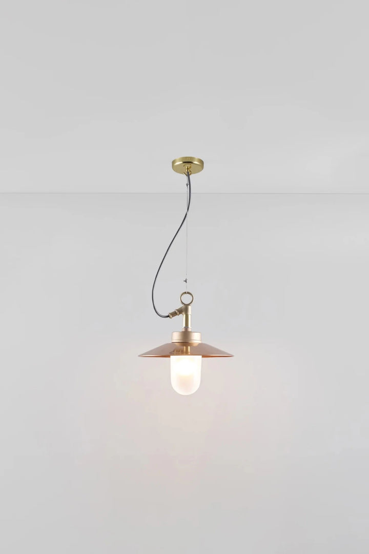 Well Glass Pendant With Visor - IP44 - Davey Lighting Outdoor Lights - Bronze - Frosted - HORNE