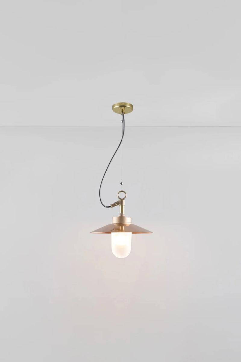 Well Glass Pendant With Visor - IP44 - Davey Lighting Outdoor Lights - Bronze - Frosted - HORNE