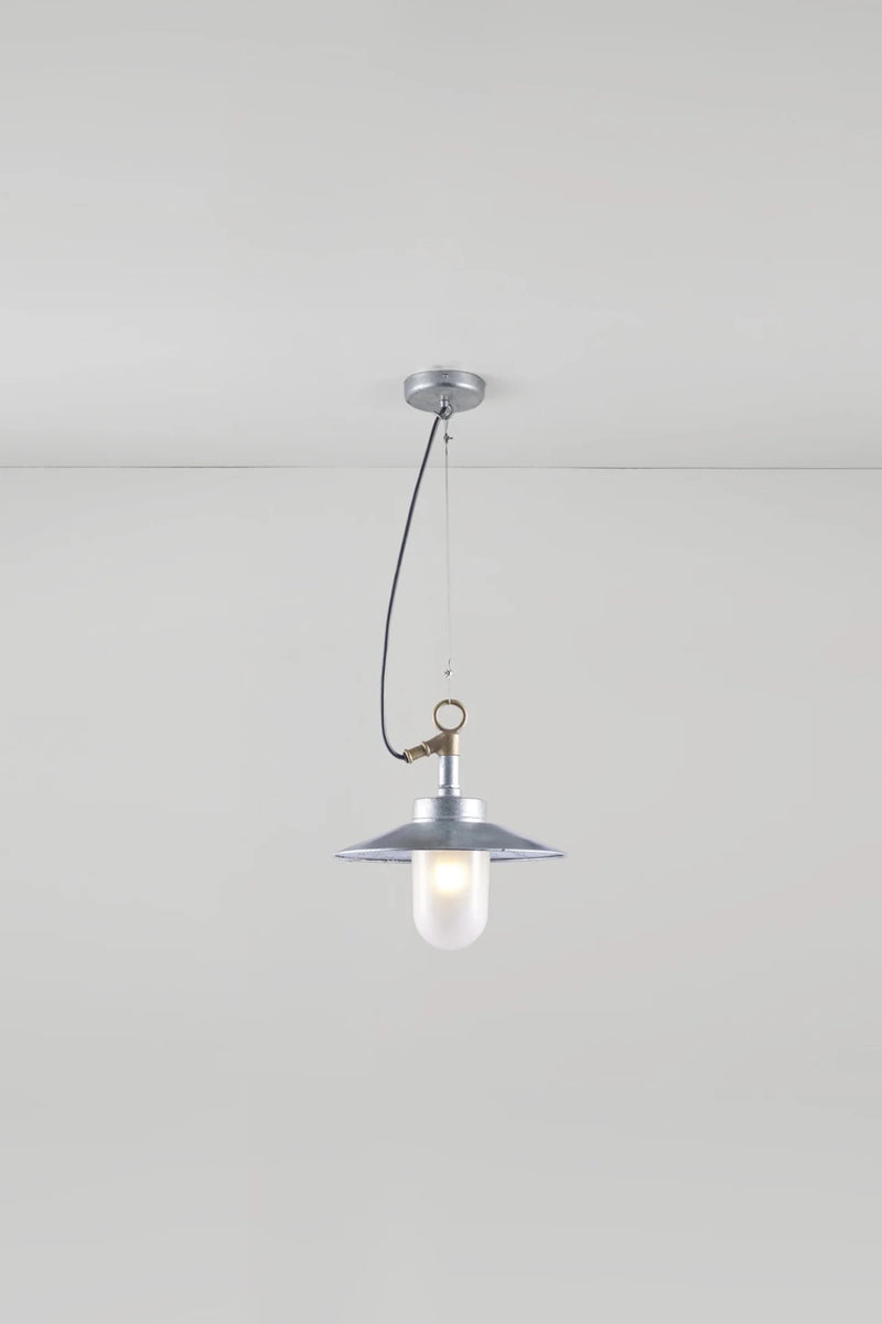 Well Glass Pendant With Visor - IP44 - Davey Lighting Outdoor Lights - Bronze - Frosted - HORNE