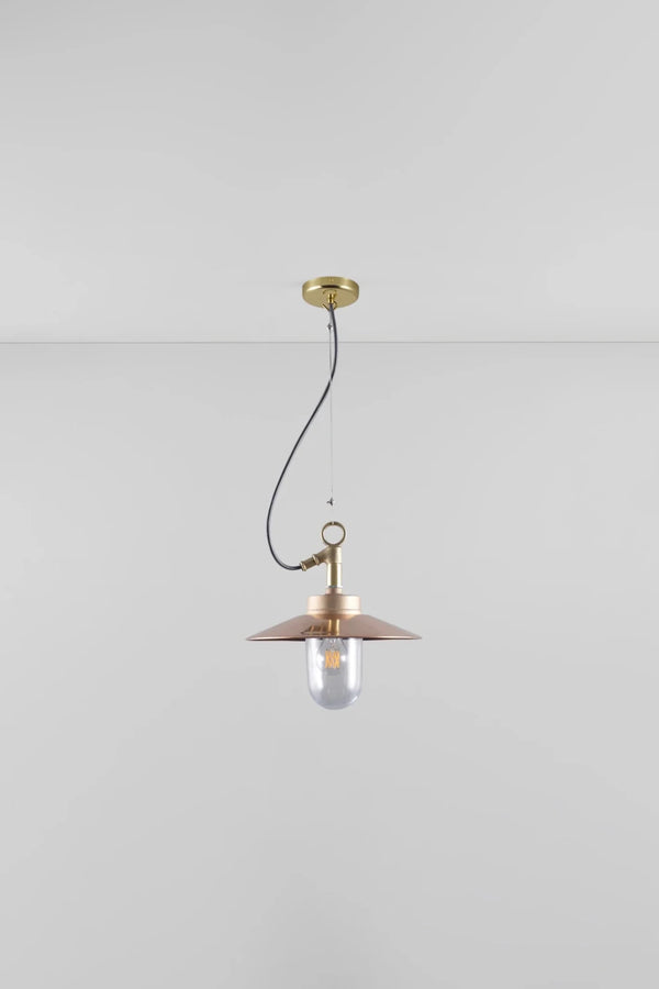 Well Glass Pendant With Visor - IP44 - Davey Lighting Outdoor Lights - Bronze - Clear - HORNE