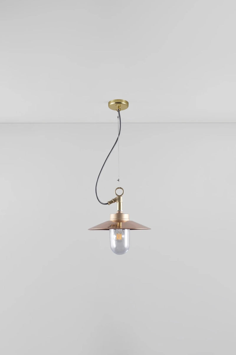 Well Glass Pendant With Visor - IP44 - Davey Lighting Outdoor Lights - Bronze - Frosted - HORNE