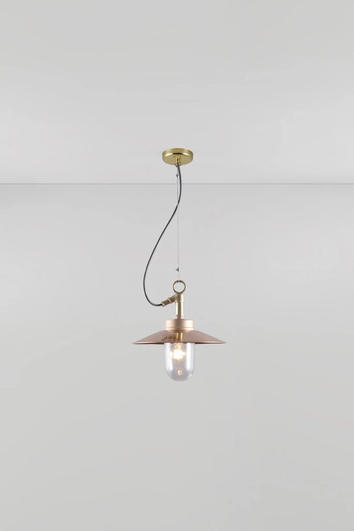 Well Glass Pendant With Visor - IP44 - Davey Lighting Outdoor Lights - Bronze - Clear - HORNE
