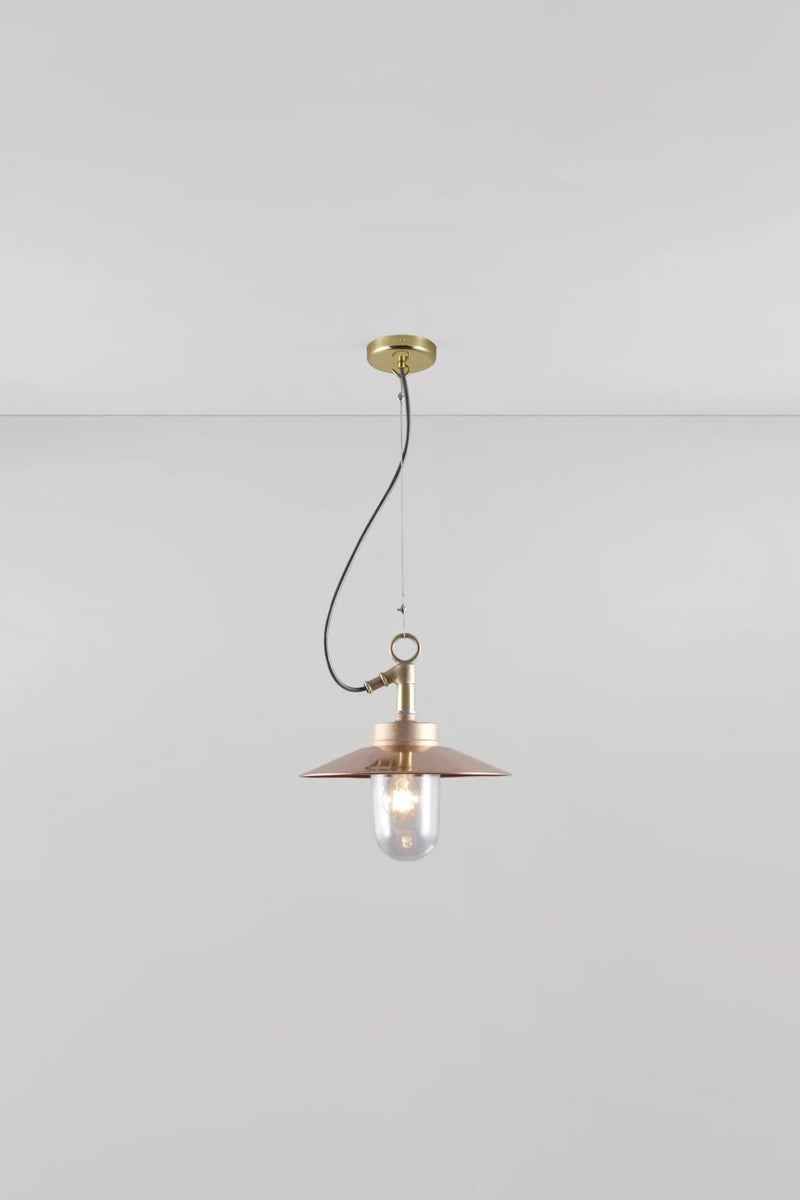 Well Glass Pendant With Visor - IP44 - Davey Lighting Outdoor Lights - Bronze - Frosted - HORNE