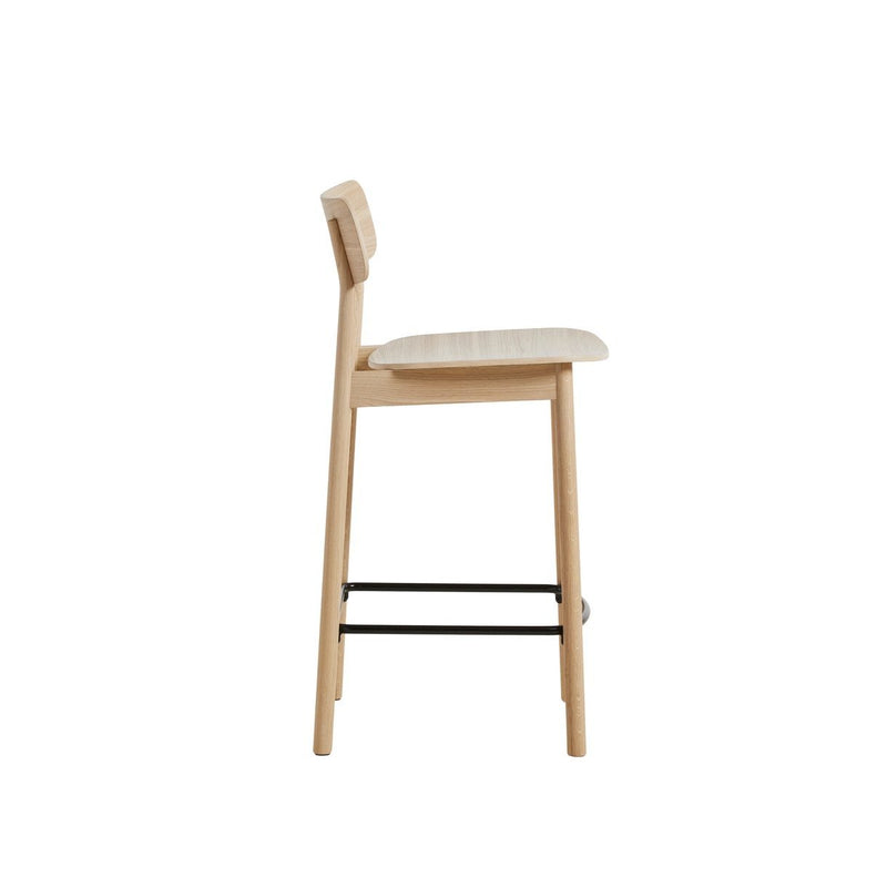 woud Soma Counter Chair - Woud - Chairs - White Pigmented Lacquered Oak w/ Black Painted Metal Foot Rest - HORNE