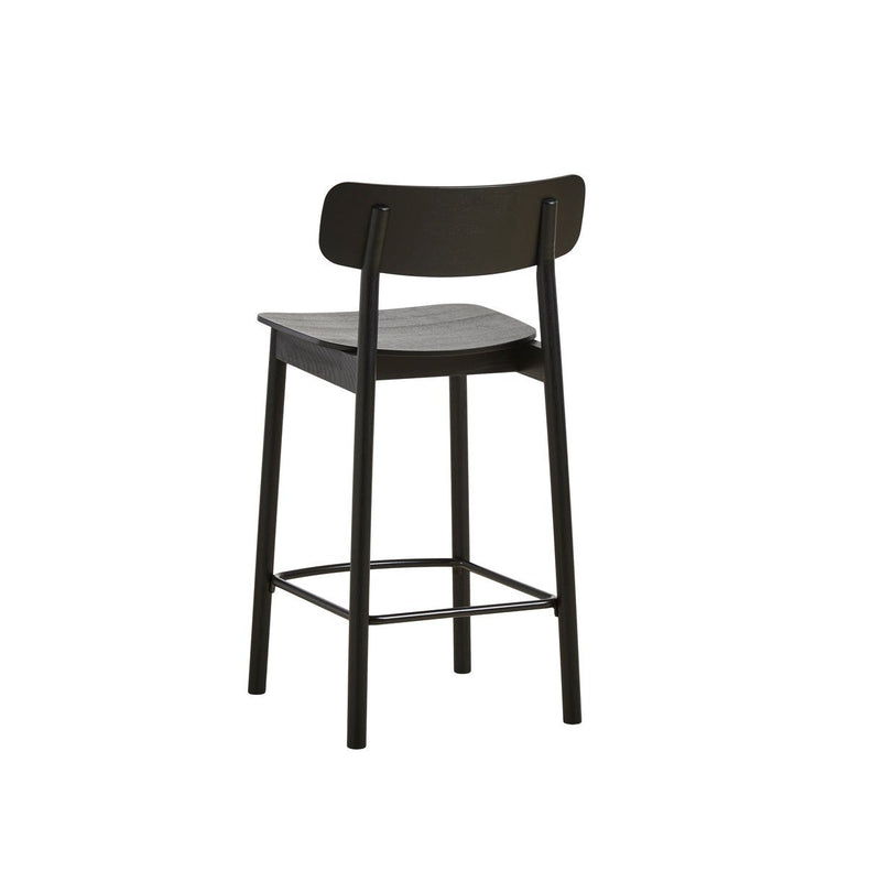 woud Soma Counter Chair - Woud - Chairs - White Pigmented Lacquered Oak w/ Black Painted Metal Foot Rest - HORNE