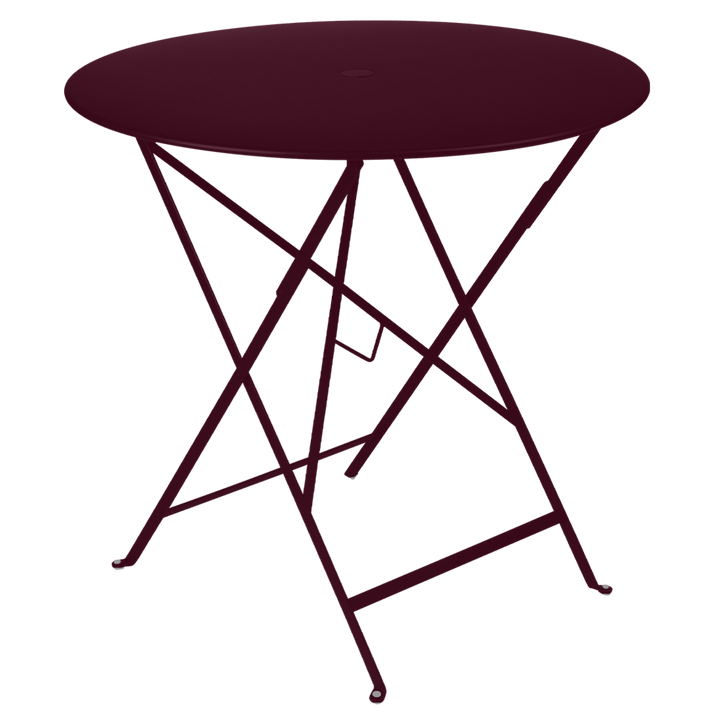 Bistro Round Folding Table - 30" w/Umbrella Hole - Fermob - Outdoor Furniture - Black Cherry - HORNE