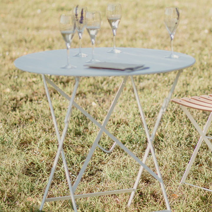 Bistro Round Folding Table - 30" w/Umbrella Hole - Fermob - Outdoor Furniture - Lapilli Grey - HORNE