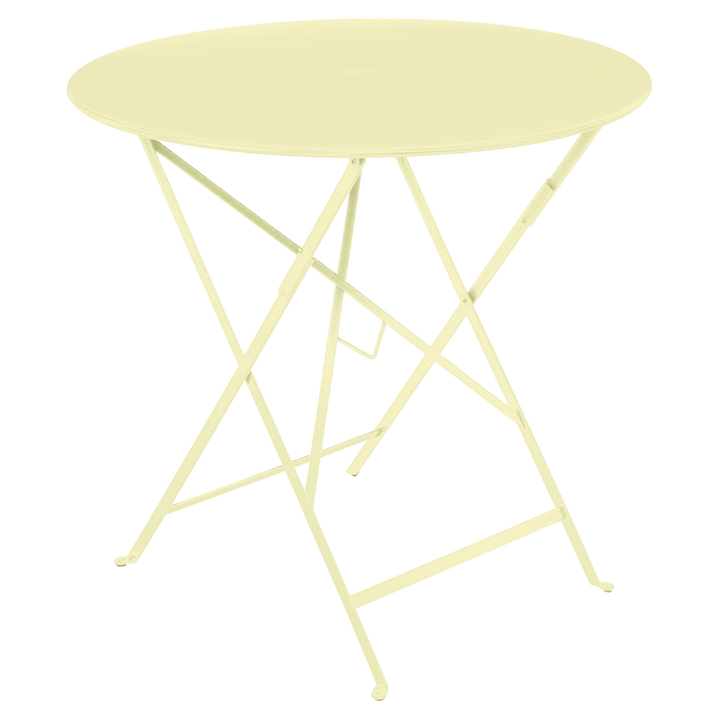 Bistro Round Folding Table - 30" w/Umbrella Hole - Fermob - Outdoor Furniture - Frosted Lemon - HORNE