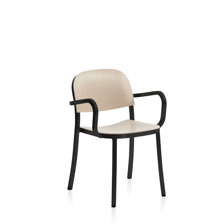 1 Inch Armchair - Emeco - Chairs - Dark Powder Coated Aluminum - Ash Plywood - HORNE