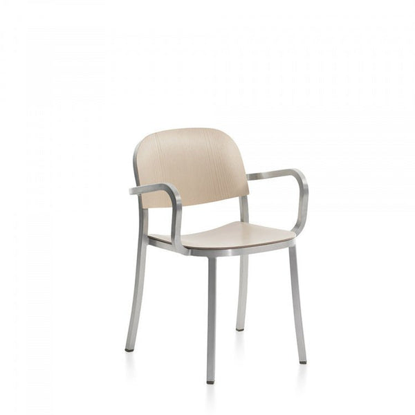1 Inch Armchair - Emeco - Chairs - Hand - brushed Aluminum - Ash Plywood - HORNE
