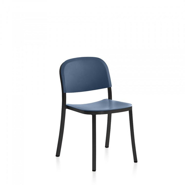 1 Inch Side Chair - Emeco - Chairs - Dark Powder Coated Aluminum - Blue - HORNE