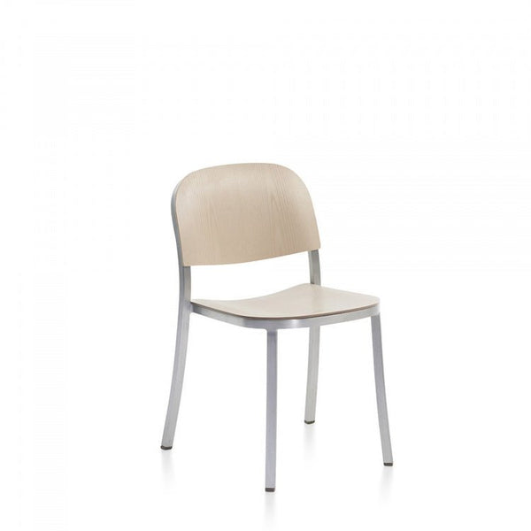 1 Inch Side Chair - Emeco - Chairs - Hand - brushed Aluminum - Ash Plywood - HORNE