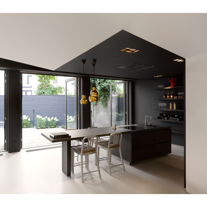 1104 Navy Barstool With Wood Seat - Emeco - Chairs - Brushed - Cherry - HORNE