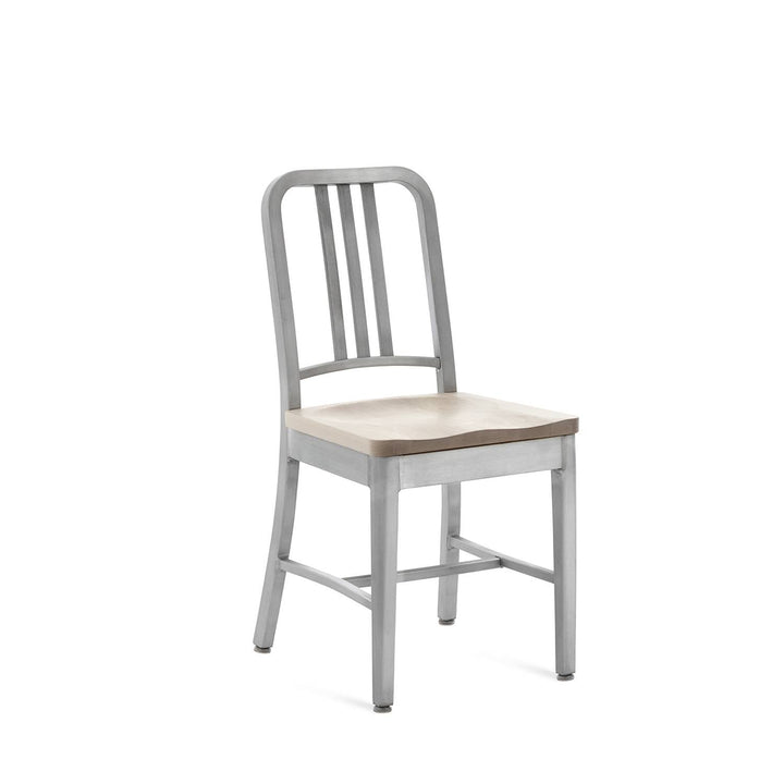 1104 Navy Side Chair With Wood Seat - Emeco - Chairs - Brushed - Ash - HORNE