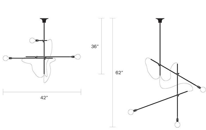 3 Arm Industrial Chandelier - Workstead - Chandeliers - Hewn Brass - HORNE