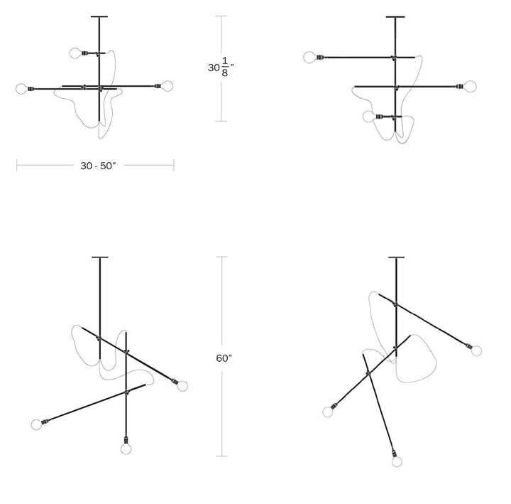 3 Arm Industrial Chandelier - Workstead - Chandeliers - Hewn Brass - HORNE