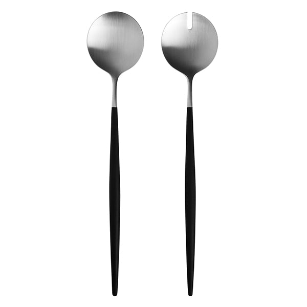  Cutipol Goa Salad Servers - Brushed Steel with Black Handle 